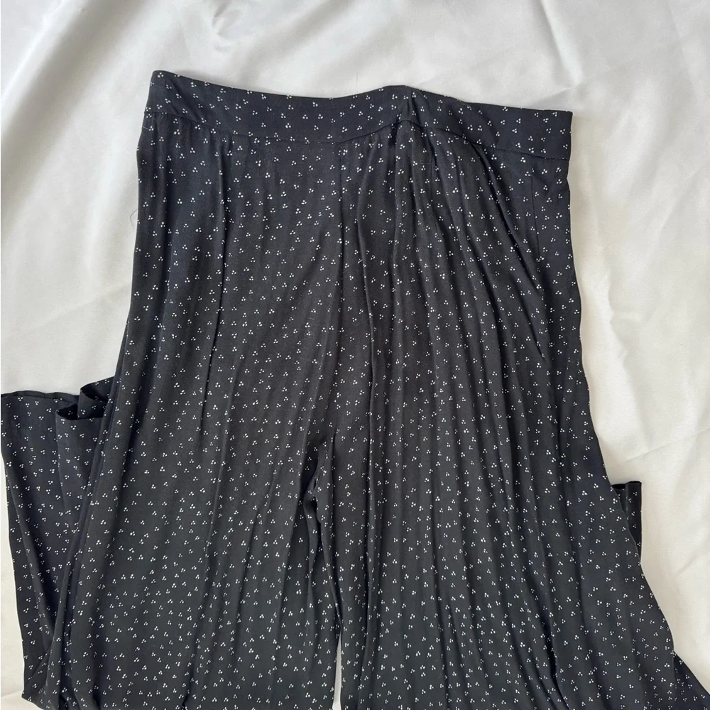 Anthropologie High Rise Wide Leg Cropped Gray-Black Patterned Trousers - Picture 8 of 9